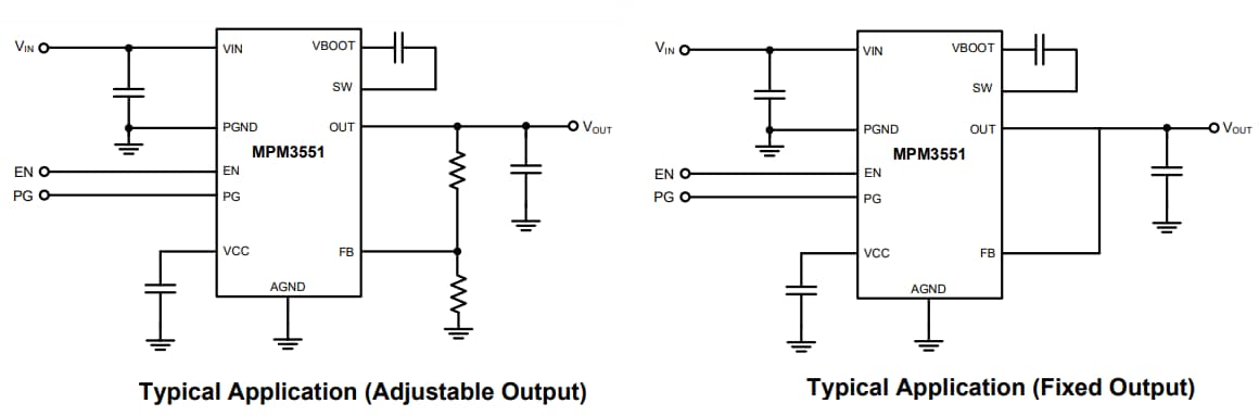 Application Circuit Diagram - Monolithic Power Systems (MPS) MPM3551 Synchronous Step-Down Modules